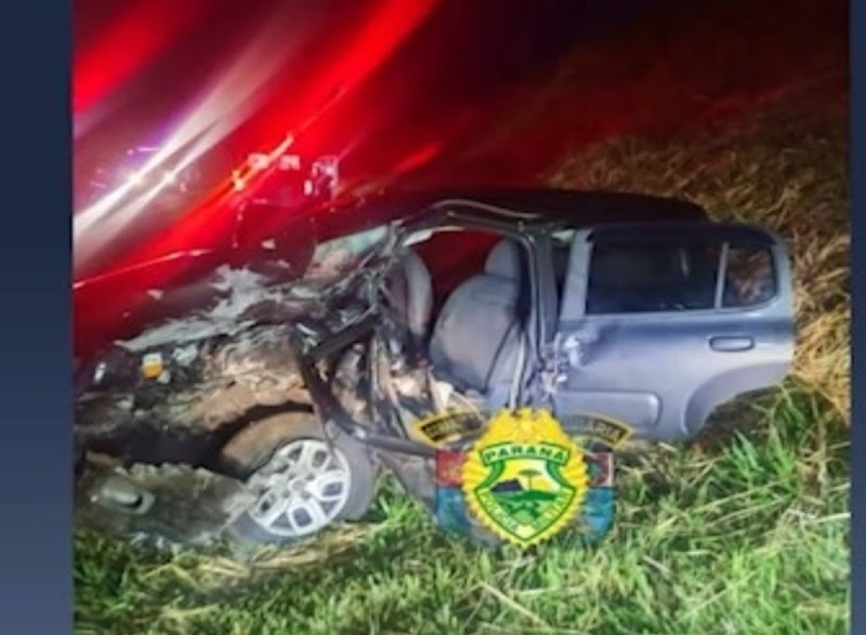 Imagem do local do acidente mostra a gravidade da colisão registrada na rodovia PR-445.